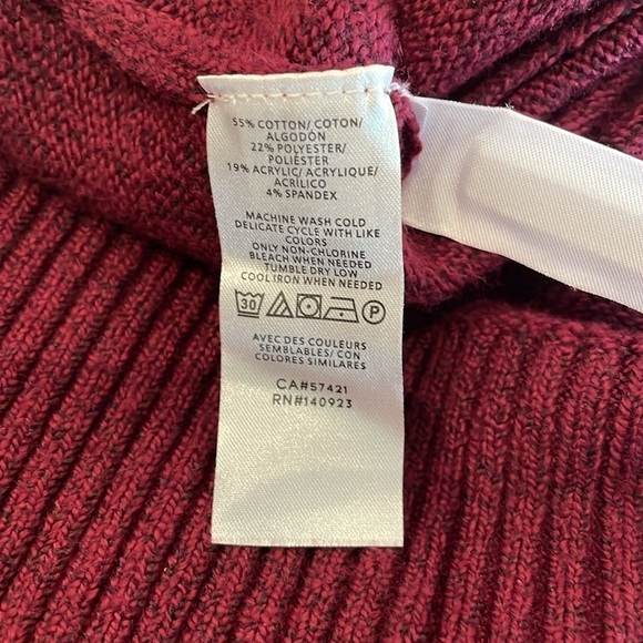 Loft Button "Poncho" Sweater Burgundy M - Picture 7 of 7